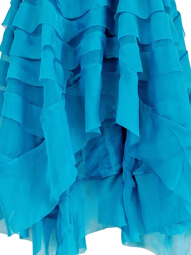 Ruffle Dress with Lantern Sleeves | Turquoise Temptation | Carmen & Co