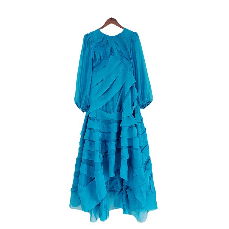 Ruffle Dress with Lantern Sleeves | Turquoise Temptation | Carmen & Co